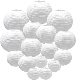 16 Pack White Paper Lanterns White Hanging Paper L...