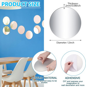 Set of 24 Acrylic Round Mirror Plate Circle Mirror...