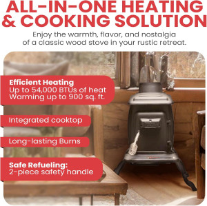 US Stove Company Cast Iron Wood Stove with Cool To...