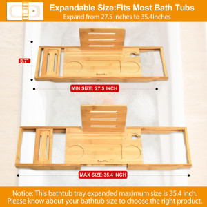 Luxury Bathtub Caddy Tray - Bath Tray Expandable -...
