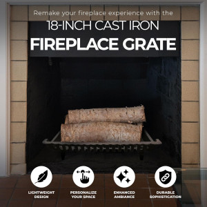 Panacea 18 Inch Cast Iron Fireplace Grate for Fire...