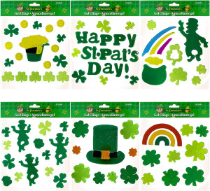 St Patricks Day Window Clings Decorations Gel Wind...
