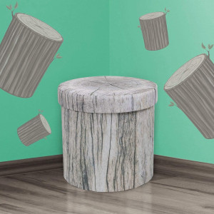 Sorbus Tree Stump Stool, Storage Ottoman 15 Inch F...