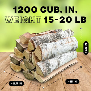 15" Birch Firewood Logs, Kiln-Dried Fire Wood for...