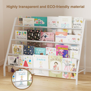 High-Transparent 4 Tier Kids Bookshelf, Sturdy Met...