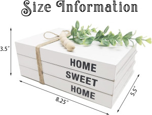 3 Pieces Decorative Wooden White Book for Home Dec...