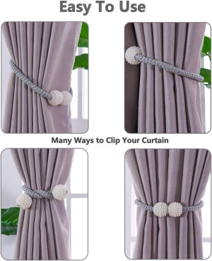 Melaluxe 6 Pack Magnetic Curtain Tiebacks, Decorat...