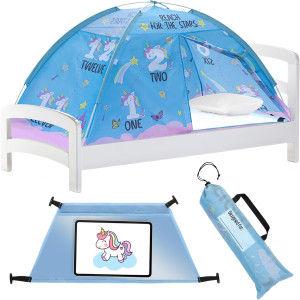 Pink Unicorn Tent for Girls Bed Tent Twin Size Mat...