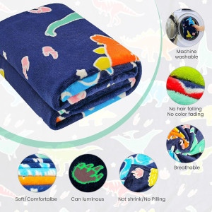 Dino Blanket,Glow in The Dark Dinosaur Blanket wit...