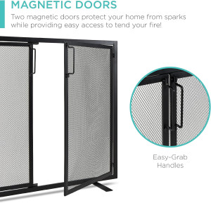 Best Choice Products 38.5x31in 2-Door Fireplace Sc...