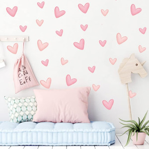 80pcs Pink Heart Shape Wall Stickers for Bedroom L...