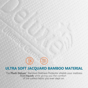 PlushDeluxe Premium Bamboo Mattress Protector – Ki...