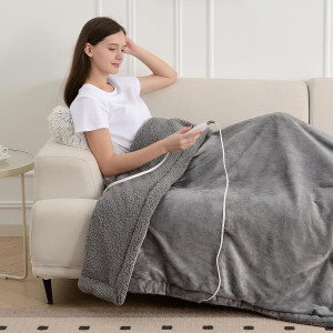 immtree Heated Weighted Blanket for Adults, Sherpa...