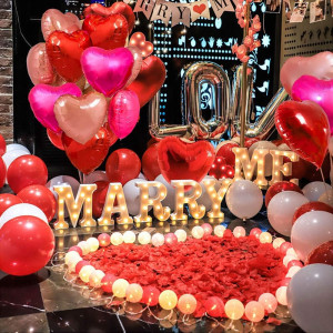 Upgraded Rose Gold and Red Balloons - Pack of 15 -...