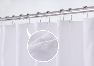 N&Y HOME Fabric Shower Curtain Liner Solid White w...