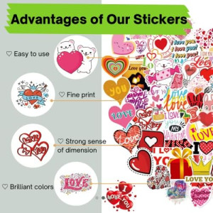 100PCS Valentine's Day Stickers, Non-Repeating Vin...