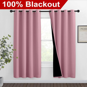 NICETOWN Crystal Pink Full Shade Curtain Panels, P...