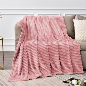 BEDELITE Fleece Throw Blanket for Couch – 3D Ribbe...