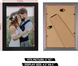 PECULA 2 Pack 5x7 Picture Frame, Black Picture Fra...