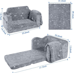 MeMoreCool Kids Couch, Fold Out Flip Out Sofa Chai...