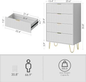 4 Drawer Dresser,Drawer Chest,Tall Storage Dresser...