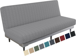 MAXIJIN Jacquard Futon Cover Stretch Armless Futon...