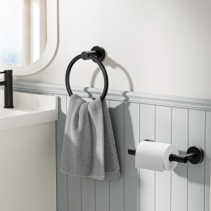 FORIOUS Matte Black Toilet Paper Holder and Towel...