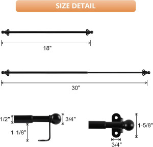 KXLife 2 Pack Small Curtain Rod 18-30 Inch, 1/2" D...