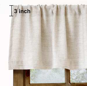 Faux Linen Valance for Windows Kitchen Living Room...