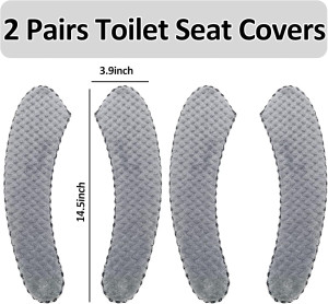 2Pairs Warm Toilet Seat Cover Mat Plush Thick Toil...