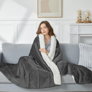 Flannel Weighted Blanket Adult: 60×80inch Sherpa F...