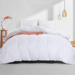 120x120 Oversized King Duvet Cover with Zipper Closure, Super Soft and Breathable Cover for Comforter with 8 Coner Ties-White
