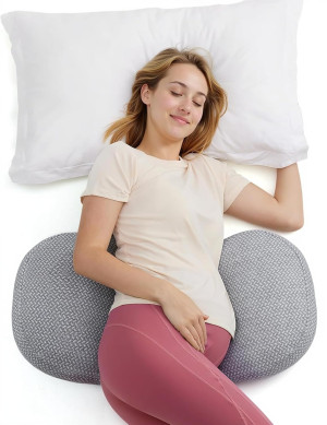 Momcozy Portable Pregnancy Pillow – W Shaped Mater...