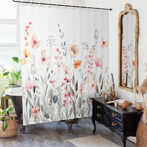 KIBAGA Beautiful Floral Shower Curtain for Your Ba...