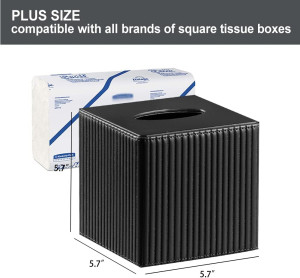 Plus Size Tissue Box Cover, PU Leather Square Tiss...