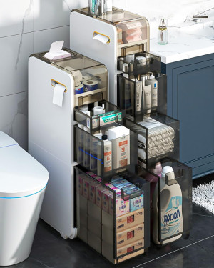 Bathroom Floor Cabinet 4-Tiers Free Standing Toile...