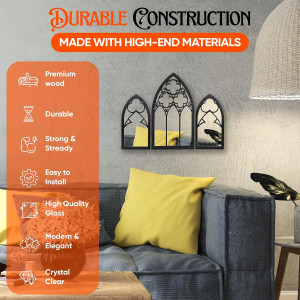 Gothic Mirrors Wall Decor - 3 Piece Set 15.8 Inch...