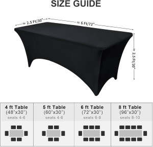 OutdoorLines Fitted Black Tablecloth for 6 Foot Re...