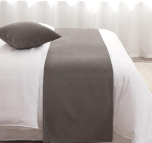 Bed Runner Single Layer Chenille Grey, Modern Styl...