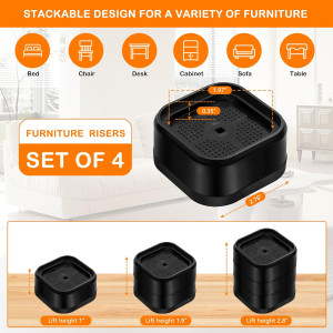 4 Pack Furniture Risers Adjustable Bed Risers Heav...