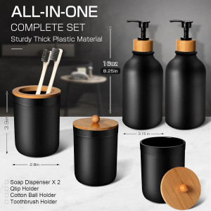 Black Bathroom Accessories Set 5 Pcs, Matte Black...