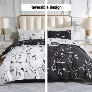 Lekesky Reversible Duvet Cover King Size, White Bl...