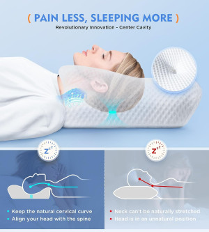 Cervical Pillow for Neck Pain Relief, Hollow Desig...