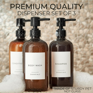 Stylish Shampoo and Conditioner Dispenser Set of 3...
