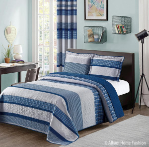All American Collection Blue and Gray Modern Plaid...