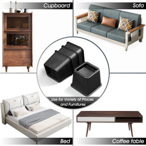 Bed Risers 3 Inch, Heavy Duty Square Furniture Fra...