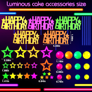 57 Pcs Black Light Party Decorations Glow Cake Top...