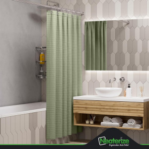 NEATERIZE Shower Curtain Sage Green - Hotel Style...