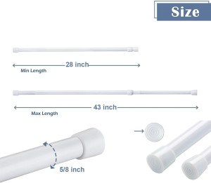 2 Pack Spring Tension Curtain Rod Adjustable 28-43...