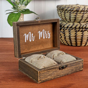 Juvale Wooden Two Become One Wedding Ring Box with...